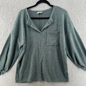 143 Story By Line Up Textured Pullover Top With Pocket Green Size 1XL